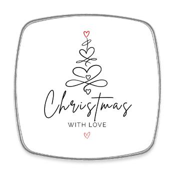 Noël avec amour | Sapin de Noël au cœur - Magnet carré - blanc - Devant