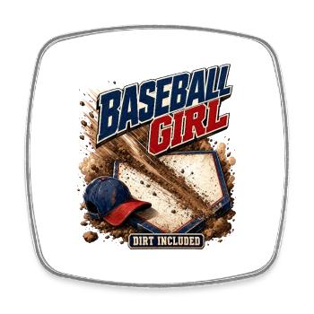 Une fille de baseball de rentrée scolaire Dirt inclue un enfant - Magnet carré - blanc - Devant