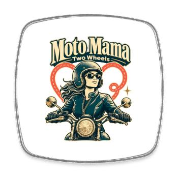 Moto Mama Two Wheels - Square fridge magnet - white - Front