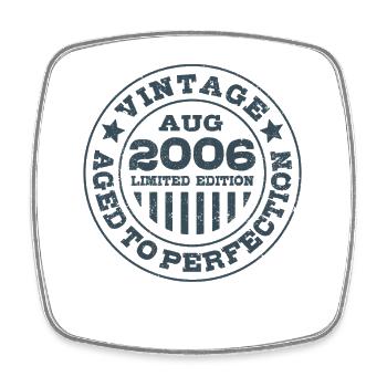 Vintage August 2006 Limited Edition Circle - Viereckiger Kühlschrankmagnet - Weiß - Vorne