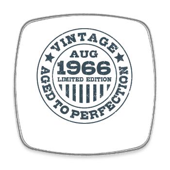 Vintage August 1966 Limited Edition Circle - Viereckiger Kühlschrankmagnet - Weiß - Vorne