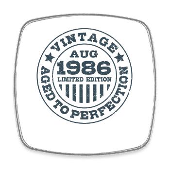 Vintage August 1986 Limited Edition Circle - Square fridge magnet - white - Front