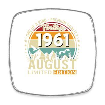 65th Birthday Gift Husband Original 1961 August - Square fridge magnet - white - Front
