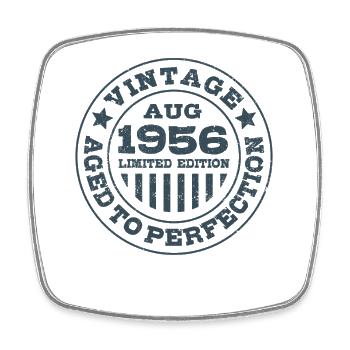 Vintage August 1956 Limited Edition Circle - Square fridge magnet - white - Front
