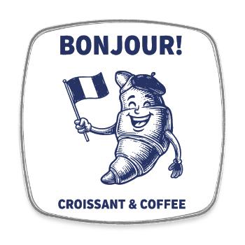 Breakfast Funny Brunch Coffee Food Bacon Lovers - Square fridge magnet - white - Front