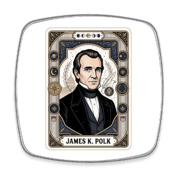 James K. Polk Tarot Frame - Square fridge magnet - white - Front