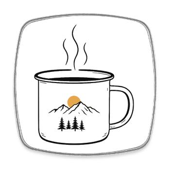 Coffee Cup Mountains - Square fridge magnet - white - Front