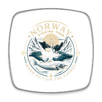 Norway Fishing Tour - Square fridge magnet - white - Front
