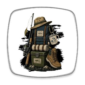 Fishing Anglers - Square fridge magnet - white - Front