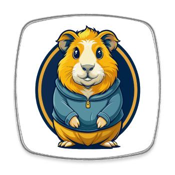 Logo clipart de dessin animé mascotte Kawaii cochon d’Inde - Magnet carré - blanc - Devant