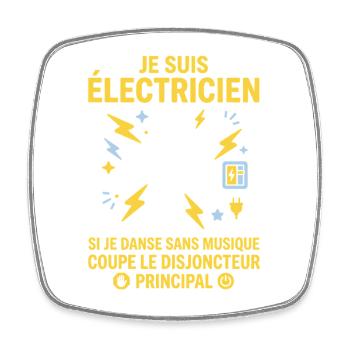 Squelette Électricien Danse Sans Musique - Magnet carré - blanc - Devant