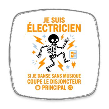 Électricien danseur sans musique - Magnet carré - blanc - Devant