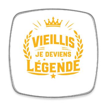 Je ne vieillis pas, je deviens une légende - Magnet carré - blanc - Devant