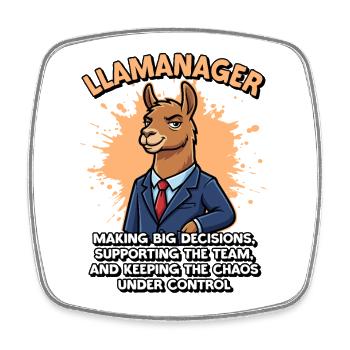 Llamanager Chef Schäff | Teamleiter | Manager CEO - Viereckiger Kühlschrankmagnet - Weiß - Vorne