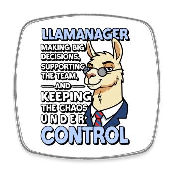Llamanager Chef Schäff | Chef d’équipe | Directeur général - Magnet carré - blanc - Devant