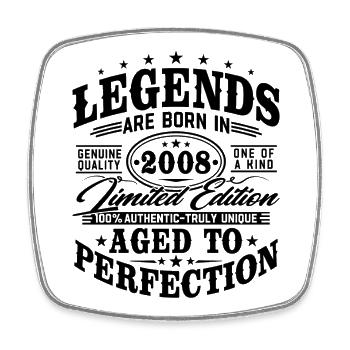 2008 Jahrgang geboren Legenden Vintage Geburtstag - Viereckiger Kühlschrankmagnet - Weiß - Vorne