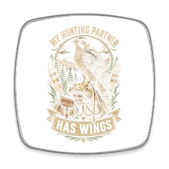 Falknerei Falkner My Hunting Partner Has Wings - Square fridge magnet - white - Front
