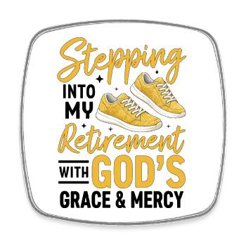 Stepping Into My Retirement With Gods Grace - Viereckiger Kühlschrankmagnet - Weiß - Vorne