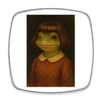 Fille-grenouille au look rétro - Magnet carré - blanc - Devant