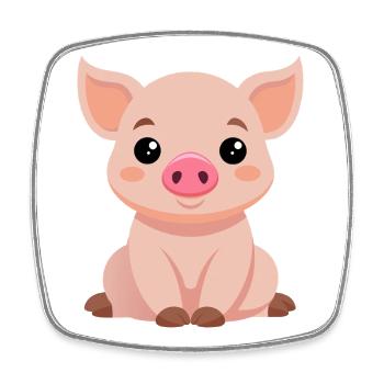 Petit cochon mignon - Magnet carré - blanc - Devant