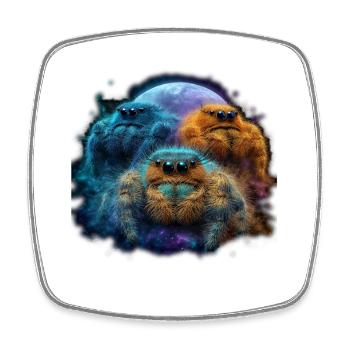 Araignées sauteuses Pleine Lune Kawaii Chibi Araignée Sauteuse - Magnet carré - blanc - Devant