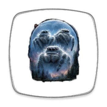 Jumping Spiders Moonlit Night Kawaii Chibi Jumper Spider - Square fridge magnet - white - Front
