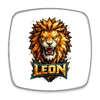 Leon Löwe Vorname Name Geschenk - Viereckiger Kühlschrankmagnet - Weiß - Vorne