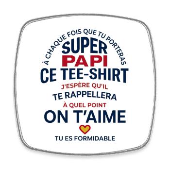 Super Papi On T'aime Cadeau Grand-Père - Magnet carré - blanc - Devant