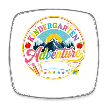 Aventure Maternelle Rentrée Scolaire Colorée - Magnet carré - blanc - Devant