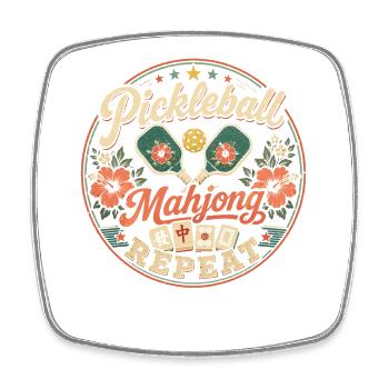 Pickleball Mahjong Passion Joueur Vintage - Magnet carré - blanc - Devant