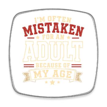 Pris Pour Un Adulte Humour Âge Vintage Rouge - Magnet carré - blanc - Devant