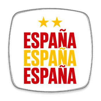 Spanien Schriftzug in Nationalfarben - Viereckiger Kühlschrankmagnet - Weiß - Vorne