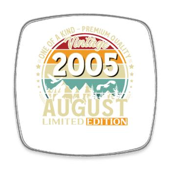 21. Geburtstag Geschenk Mann Original 2005 August - Viereckiger Kühlschrankmagnet - Weiß - Vorne