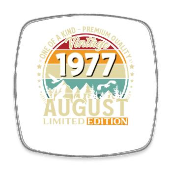 49th Birthday Gift Husband Original 1977 August - Square fridge magnet - white - Front
