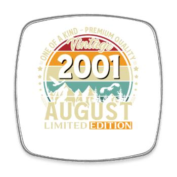 25th Birthday Gift Husband Original 2001 August - Square fridge magnet - white - Front
