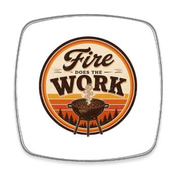 Le barbecue Fire Does The Work - Magnet carré - blanc - Devant