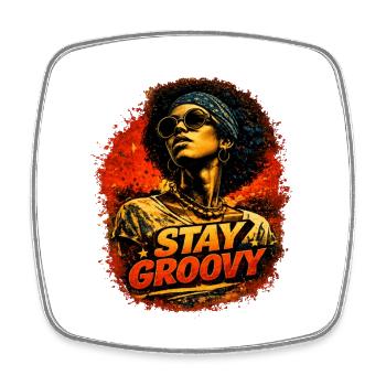 Stay Groovy – Retro Soul Style - Square fridge magnet - white - Front
