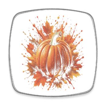 Citrouille Automne Splash Art Feuille Erable - Magnet carré - blanc - Devant