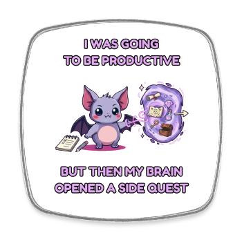 ADHD Side Quest Bat - Square fridge magnet - white - Front