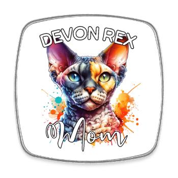 Devon Rex Mama - Viereckiger Kühlschrankmagnet - Weiß - Vorne
