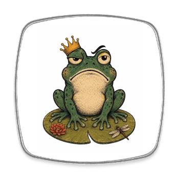 Regal Frog on Lily Pad - Square fridge magnet - white - Front