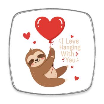 Heart Balloon Cuddly Monkey Design - Square fridge magnet - white - Front