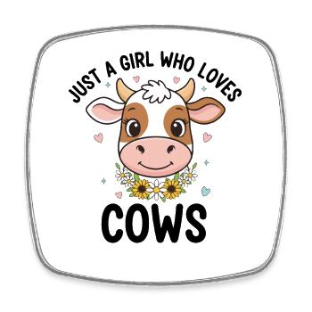 Cow love: Girl's heart in cow motif - Square fridge magnet - white - Front