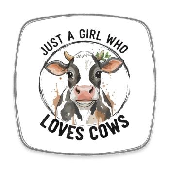 Amour des vaches – La fille aime les vaches - Magnet carré - blanc - Devant