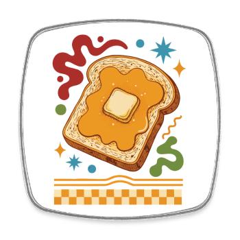 Breakfast Funny Brunch Coffee Pancake Bacon Maple - Square fridge magnet - white - Front