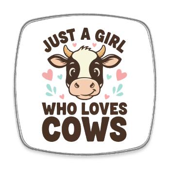 Just a Girl Loves Cows - Viereckiger Kühlschrankmagnet - Weiß - Vorne