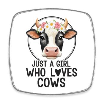 Amour de vache avec couronne de fleurs - Magnet carré - blanc - Devant