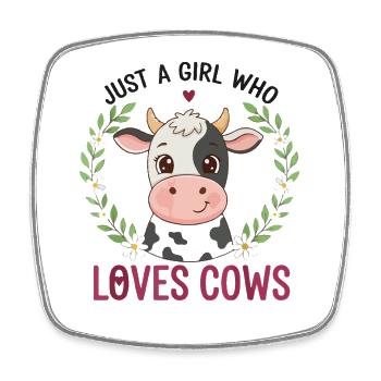 La fille adore les vaches : une jolie vache en couronne - Magnet carré - blanc - Devant