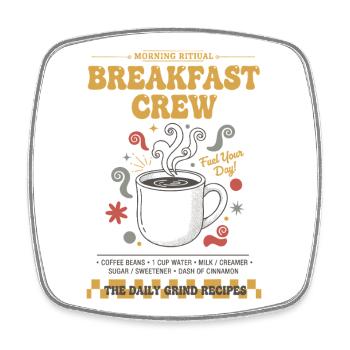 Breakfast Crew Coffee Brunch Pancake Bacon Food - Square fridge magnet - white - Front