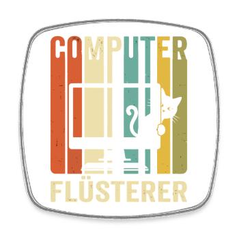 Computer Whisperer Cat Motif - Square fridge magnet - white - Front